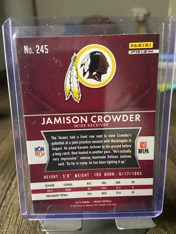 2015 Panini Prizm Jamison Crowder Red White & Blue RC - Image 2 of 2
