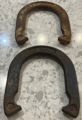 Lot of 2 Vintage Wilson Horseshoes Forged Steel Pitching Rusty Metal