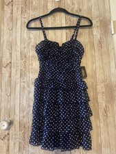Forever 21 NEW Navy Polka Dot Tiered Dress size medium NWT fitted