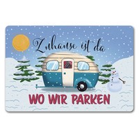 Zuhause Ist Da, Wo Wir Parken Winter FußMatte In 40X60 Cm Ohne Rand Mit