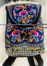 Women s Floral Embroidered Medium Size Backpack NWOT Adjustable Straps Pockets