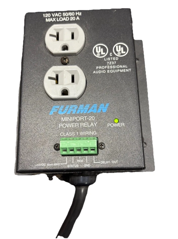 Furman MiniPort-20 MP-20 20A Power Relay Switched 120VAC Outlet + 12VDC Terminal - Image 4 of 4