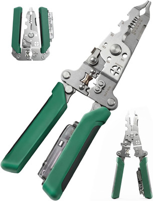 Multi-Functional 8-Inch Wire Stripper Tool - Compact Wire Stripper Crimper & Cut