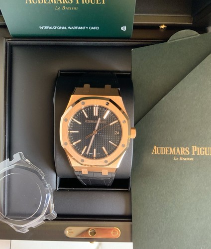 Audemars Piguet Royal Oak  41MM Rose Gold 15510.OR.D002CR.02 BLACK 18K  Used Set