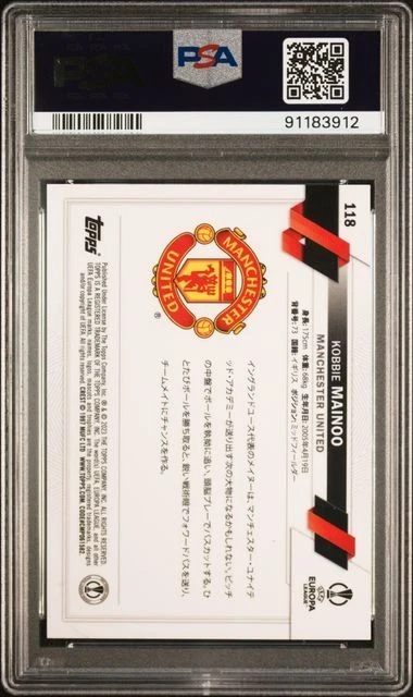 22/23 Topps Chrome UCC Kobbie Mainoo Gold Mojo Rookie /50 #118 PSA 9 - Image 2 of 2