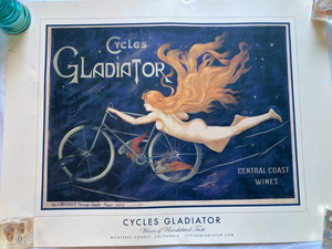 Vintage Cycles Gladiator Central Coast Wines Monterey County California Poster