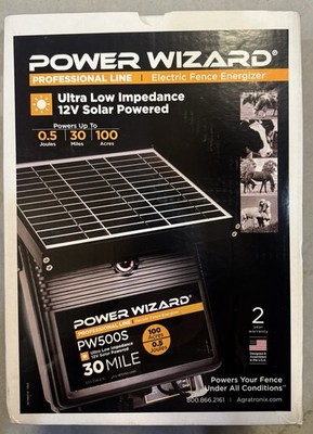 Power Wizard PW500S Solar Powered Fence Energizer 30 Miles 100 Acres