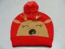 REINDEER - Christmas Themed - CHILD SIZE Beanie Style Stocking Cap Hat 