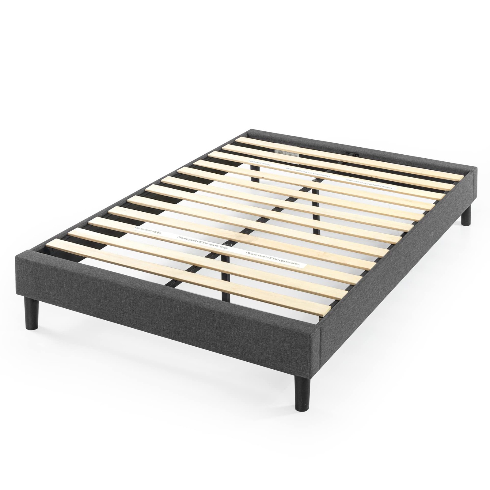 Zinus Curtis Upholstered Platform Bed Frame, Mattress Foundation, Wood Slat