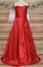 NWT Betsey  Adam Red Formal Prom Gown Dress Maxi Strapless Ruffle Size 14