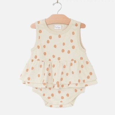 City Mouse Studio Saffron Cream Polka Dots Jersey Infant Girl Bodysuit