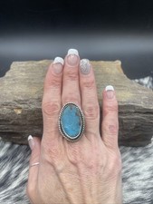 Large Handmade Sterling Silver Western Turquoise Statement Ring B178