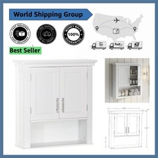 Elegant Two-Door White Medicine Cabinet with Open Shelf for Stylish Storage