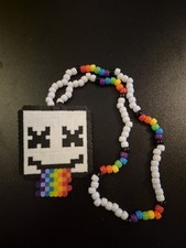 New Rainbow Trip Marshmello Perler Necklace EDM Rave Dance