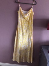 N W Evening Dress.  Yellow/ White. Beaded On One Side. Biaze Cut. Size 18
