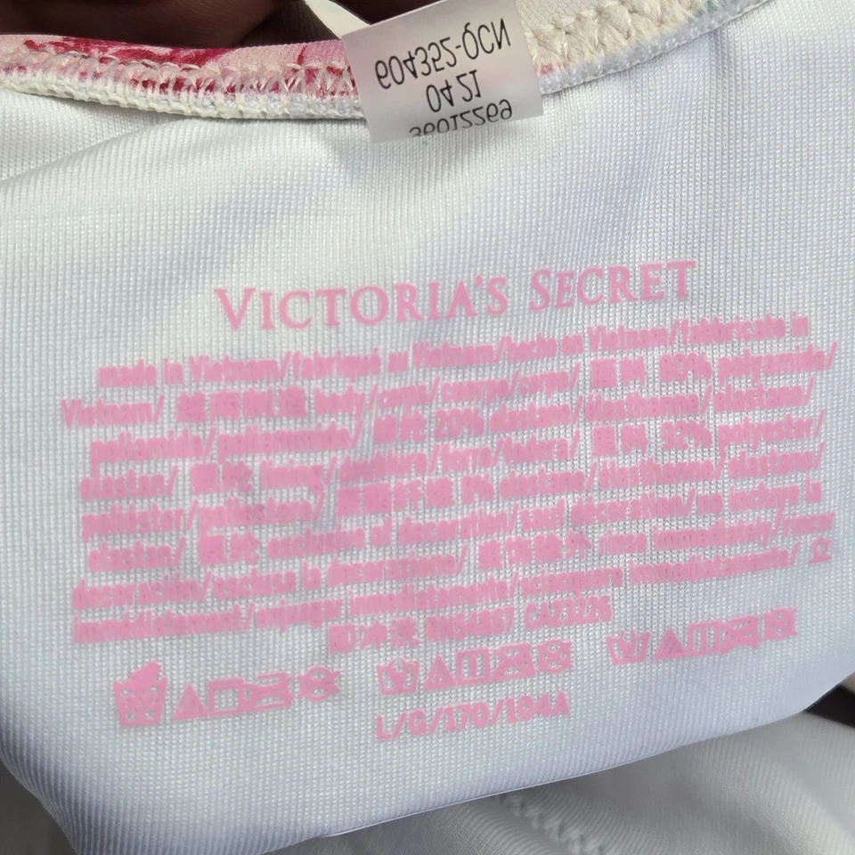 Victoria's Secret Women Swimwear Large White Rhinestone Vardia One Piece READ - Image 3 of 4