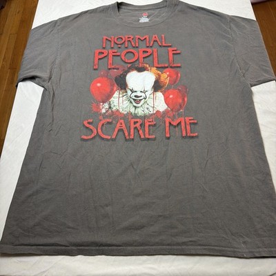 IT Pennywise The Clown Face Graphic T-Shirt Mens 2XL  Normal People Scare Me 
