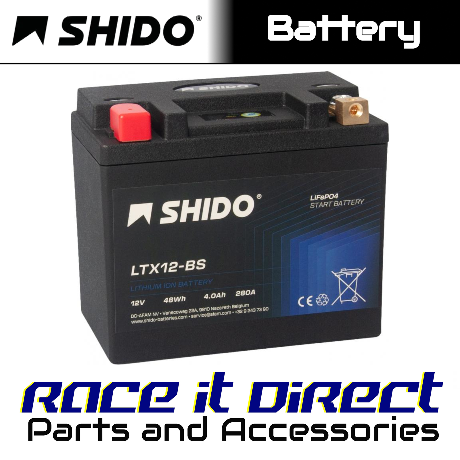 Battery for POLARIS RZR 170 Ranger 2009-2014 SHIDO