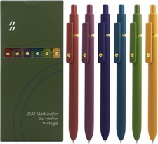 Gel Pens, 6 Pcs Black Ink Pens for Women, 0.5mm Fine Point Smooth Writing Pens,