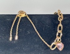 Image of Juicy Couture Charm Bracelet - Gold Colour with Pink Glass Charms