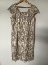 Jacques Vert Beige Lace Shift Dress Size 12 Special Occasion