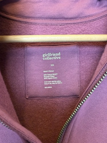 Girlfriend Collective Women's Sweatshirt Half Zip Cropped Purple UK XS - Afbeelding 11 van 13