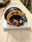 Marshall Faulk Signed Rams Blue 1981-99 Throwback Speed Mini Helmet JSA Witness