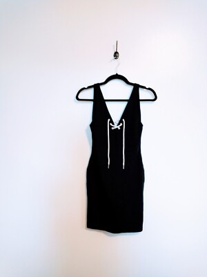 Amanda Uprichard Womens small Serena Black Rope Lace Up Bodycon Dress  Sleeveless | eBay