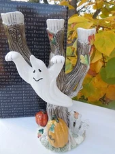 NEW FITZ & FLOYD HALLOWEEN HARVEST GHOST CANDLEHOLDER