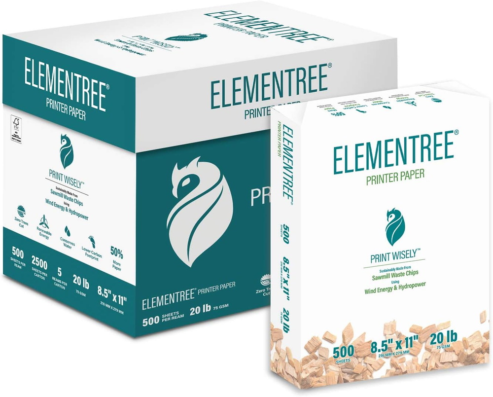 Eco-Friendly Elementree Printer Paper Case – 8.5x11 White, 5 Reams, 2500 Sheets