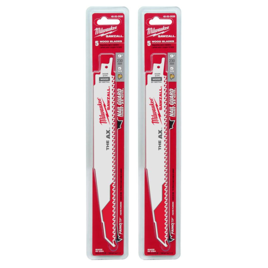Набор пильных полотен Milwaukee 9 5 TPI AX для резки древесины с возвратнопоступательным движением 10 штук 7590₽