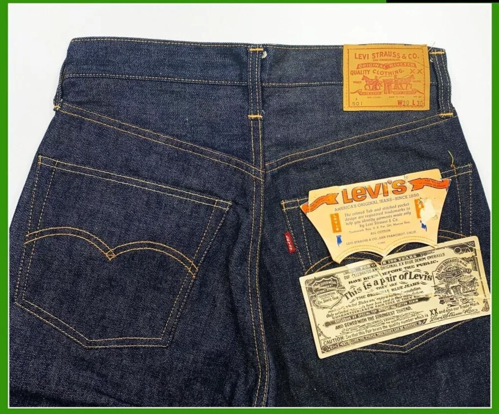 Levi's 501A type Big E 1969 vintage carved seal 6 dead stock with flasher