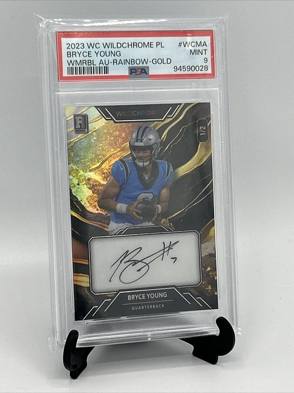 Bryce Young Wild Card Wildchrome Pro-Look Hobby Wildmarble Autographs #WCMA Rainbow Foil-Gold