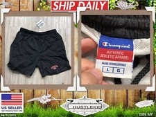 Vintage CHAMPION Swim Shorts Men Nylon Large L Trunk Stitched Logo Spellout VTG