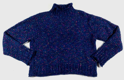 VTG Carole Little Womens Sweater Size XL Blue Knit Turtleneck Long Sleeve NWT