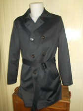 Veste  manteau trench Par dessus polyester bleu marine ZARA MAN L/42 ceinture