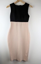 Zara Bodycon Dress Midi Black Nude Sleeveless Size S