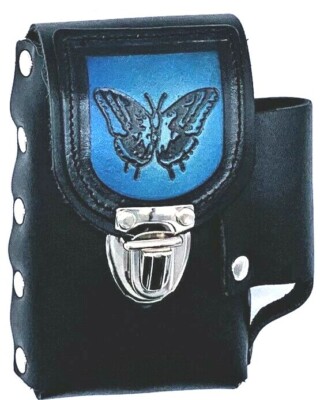 butterfly cigarette case Cigarette Case Black Genuine Leather Lighter Holder Holster Butterfly USA  Made