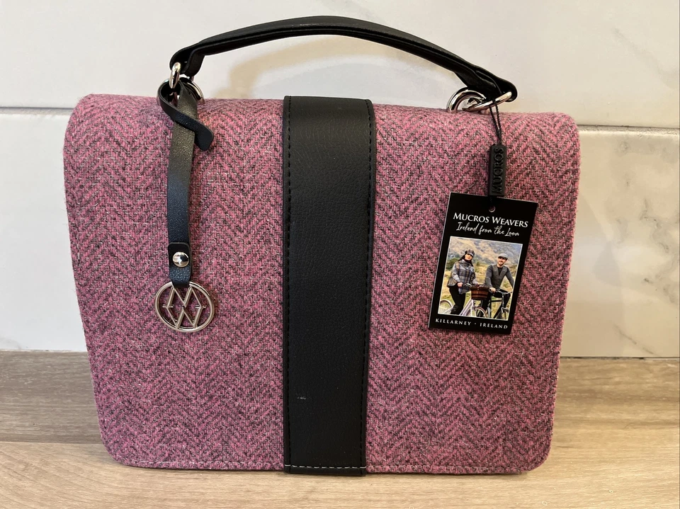 Bolso Fiona irlandés para dama - espiga rosa y gris - tejedores de mucros Foto 4 de 4