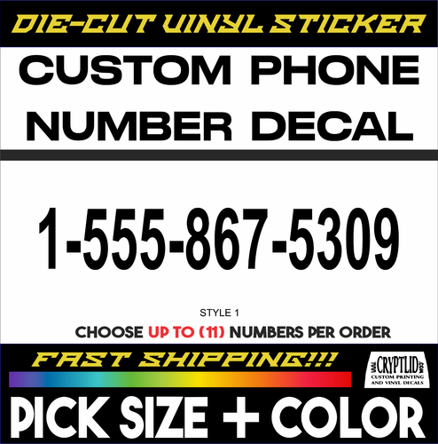 Custom Phone Number Sticker Vinyl Decal Car Van Truck Business ...