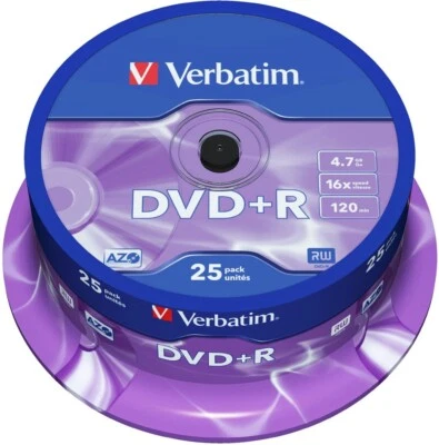 Verbatim DVD-Rohlinge DVD+R 4,7GB 16X 25er SP 25 Stück
