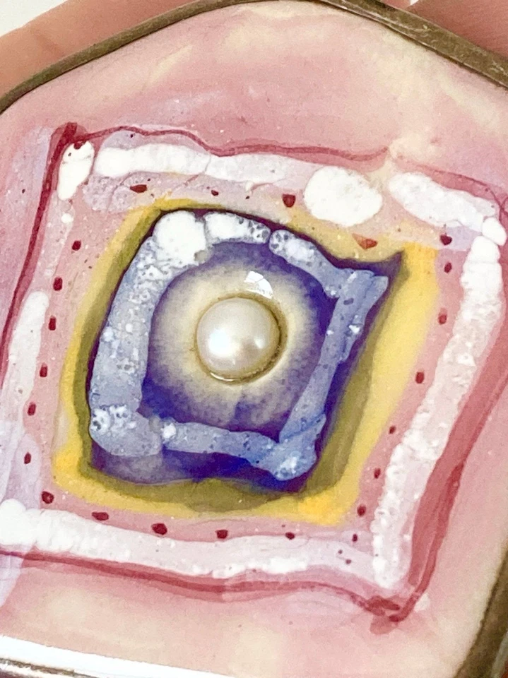 Colgante vintage de perlas de cerámica artesanal de plata de ley Foto 3 de 4