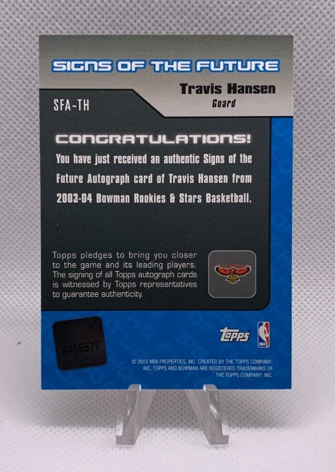 2003-04 Bowman Signs of the Future Travis Hansen #SFA-TH Rookie Auto RC - Image 2 of 2