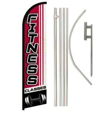 Fitness Classes Windless Full Curve Advertising Gym Banner Flag Pole Kit