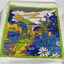 Japan Polyester Vibrant Landscape Design Vintage Square Scarf