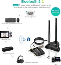 3000Mbps Dual Band Wifi 6 PCI-e PCI Express Network Card Adapter Bluetooth 5.1