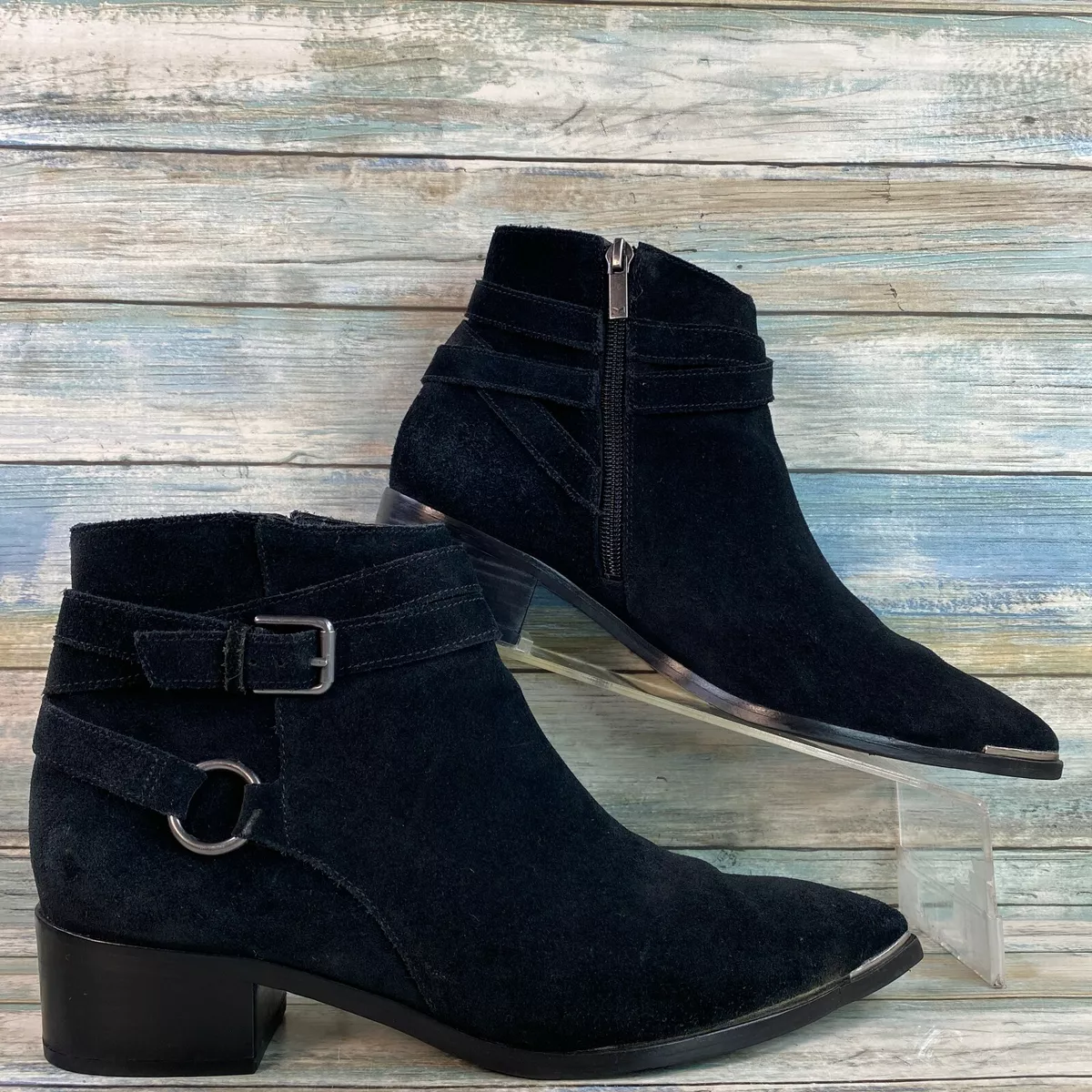 MARC FISHER YATINA WOMENS ANKLE BOOT SIZE 9 BLACK SUEDE WESTERN