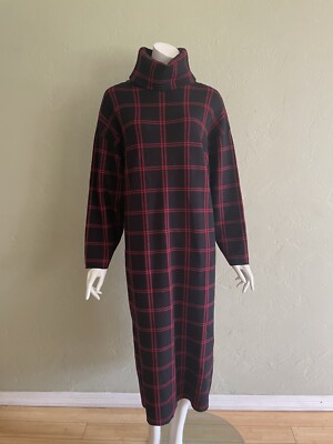 Zara Black and Red Plaid Turtlneck Thick Maxi Dress Size Small | eBay