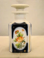 Old Paris Porcelain Hand Painted Empire Perfume Scent Bottle & Stopper 19thc