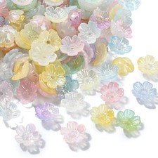 500pcs Transparent Acrylic Flower Bead Caps 5-Petal Flower Bead Charms for DIY